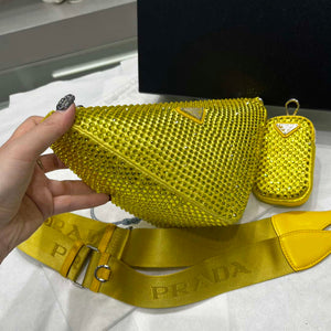 Prada 1NE190 Crystal-studded satin pouch Yellow - Default Title - View 3