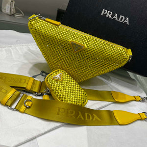 Prada 1NE190 Crystal-studded satin pouch Yellow - Default Title - View 9