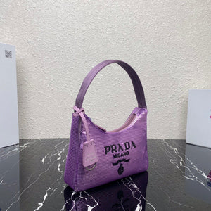 Prada 1NE515 Re-Edition 2000 sequined Re-Nylon mini-bag Purple - Default Title - View 3