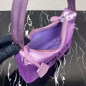Prada 1NE515 Re-Edition 2000 sequined Re-Nylon mini-bag Purple - Default Title - View 8