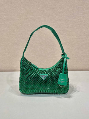 Prada 1NE515 Satin mini-bag with artificial crystals Jade green - Default Title - View 1