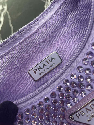 Prada 1NE515 Satin mini-bag with artificial crystals Purple - Default Title - View 9