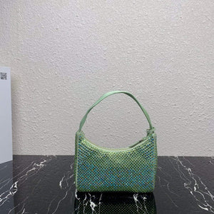 Prada 1NE515 Satin mini-bag with artificial crystals Green - Default Title - View 2