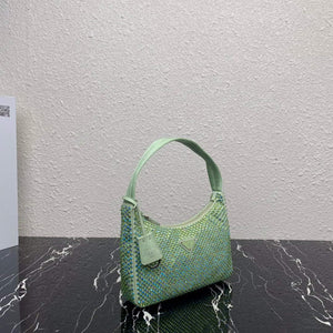 Prada 1NE515 Satin mini-bag with artificial crystals Green - Default Title - View 3