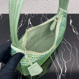 Prada 1NE515 Satin mini-bag with artificial crystals Green - Default Title - View 8