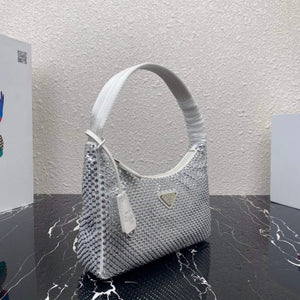 Prada 1NE515 Satin mini-bag with artificial crystals white - Default Title - View 3