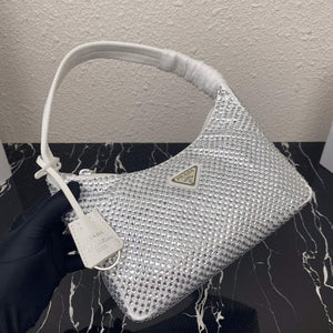 Prada 1NE515 Satin mini-bag with artificial crystals white - Default Title - View 7