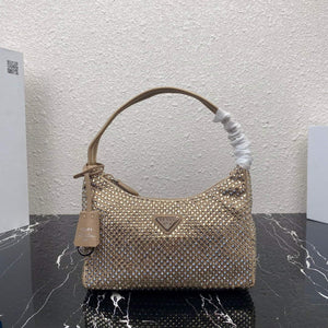 Prada 1NE515 Satin mini-bag with artificial crystals apricot - Default Title - View 1