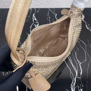Prada 1NE515 Satin mini-bag with artificial crystals apricot - Default Title - View 8