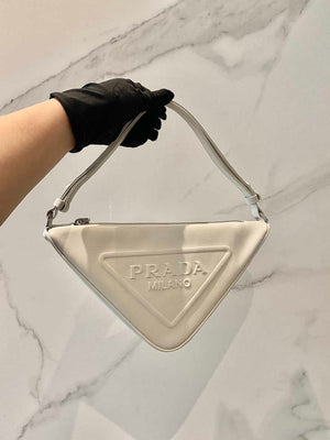 Prada 1NQ043 Triangle leather pouch White - Default Title - View 1