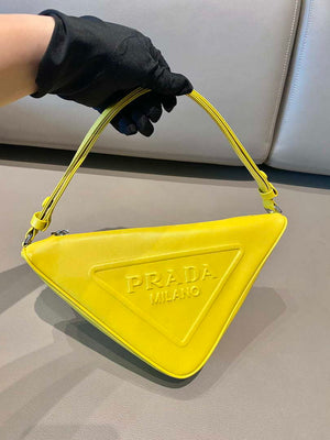 Prada 1NQ043 Triangle leather pouch Yellow - Default Title - View 4