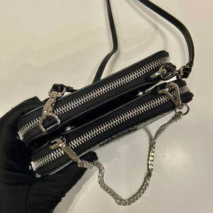 Prada 1NR015 Embellished satin and leather mini-pouch Black - Default Title - View 7