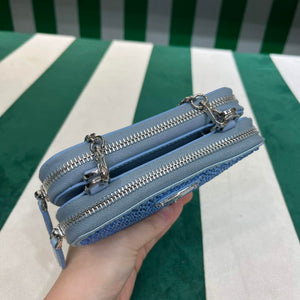 Prada 1NR015 Embellished satin and leather mini-pouch Blue - Default Title - View 2