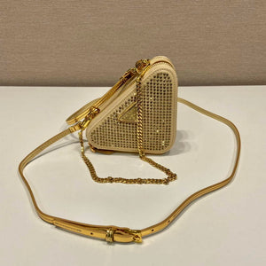 Prada 1NR015 Embellished satin and leather mini-pouch Gold - Default Title - View 2