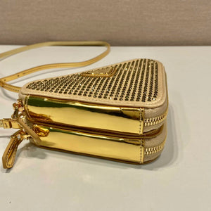 Prada 1NR015 Embellished satin and leather mini-pouch Gold - Default Title - View 6