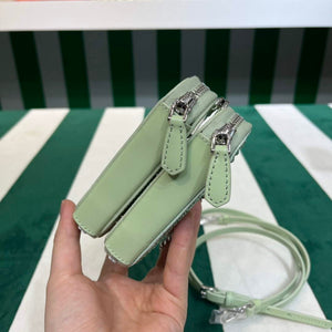Prada 1NR015 Embellished satin and leather mini-pouch Light green - Default Title - View 7