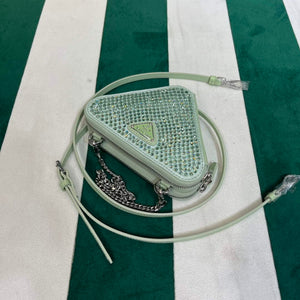 Prada 1NR015 Embellished satin and leather mini-pouch Light green - Default Title - View 9