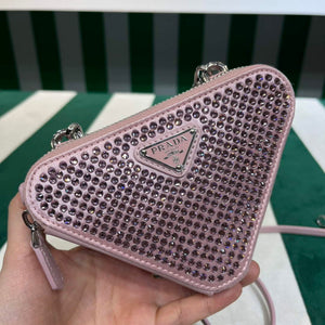 Prada 1NR015 Embellished satin and leather mini-pouch Pink - Default Title - View 3
