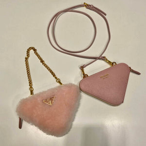 Prada 1NR015 Shearling and Saffiano leather mini-pouch Orchid pink - Default Title - View 3