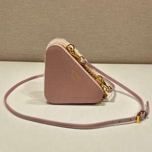 Prada 1NR015 Shearling and Saffiano leather mini-pouch Orchid pink - Default Title - View 5