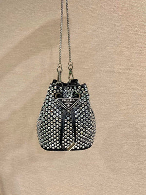 Prada 1NR016 Embellished satin mini-pouch Black - Default Title - View 1