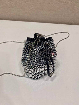 Prada 1NR016 Embellished satin mini-pouch Black - Default Title - View 3
