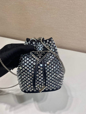 Prada 1NR016 Embellished satin mini-pouch Black - Default Title - View 4