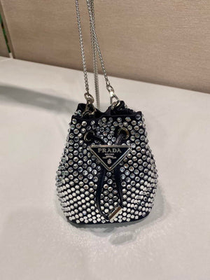 Prada 1NR016 Embellished satin mini-pouch Black - Default Title - View 5