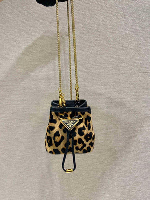 Prada 1NR016 Leopard print material mini pouch Brown - Default Title - View 1