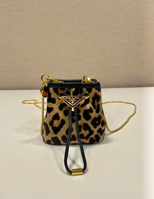 Prada 1NR016 Leopard print material mini pouch Brown - Default Title - View 2