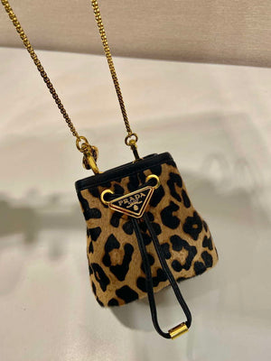 Prada 1NR016 Leopard print material mini pouch Brown - Default Title - View 4
