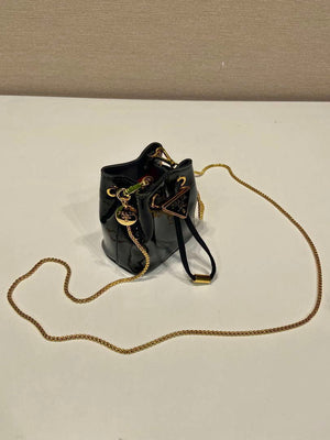 Prada 1NR016 patent leather mini pouch Black - Default Title - View 4