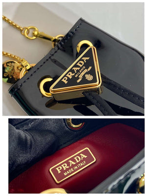 Prada 1NR016 patent leather mini pouch Black - Default Title - View 10