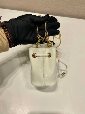 Prada 1NR016 patent leather mini pouch White - Default Title - View 5