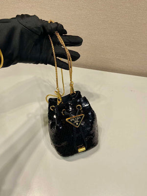 Prada 1NR016 Sequined satin mini-pouch Black - Default Title - View 3