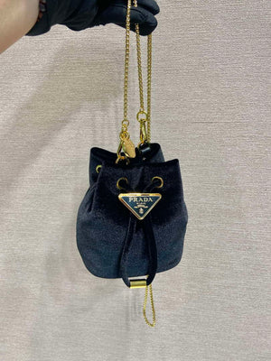 Prada 1NR016 Velvet mini pouch Black - Default Title - View 1