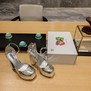 Prada 1XP48B Metallic leather platform sandals P78540 - 35 - View 3