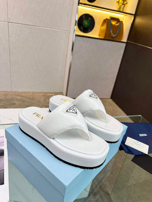 Prada 1YZ043 Soft padded nappa leather thong wedge sandals P78575 - 35 - View 1