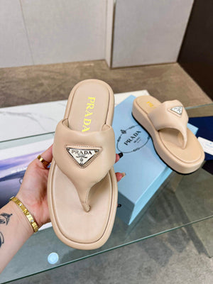 Prada 1YZ043 Soft padded nappa leather thong wedge sandals P78576 - 35 - View 4