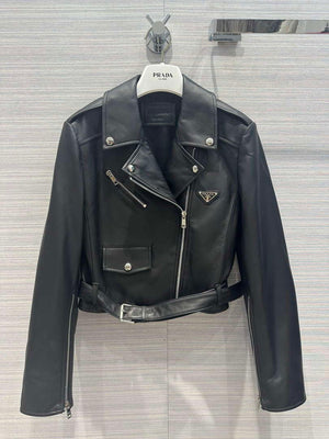 Prada 58967A Women's Fashion Clothing Nappa Leather Biker Jacket P99461 - 36 - View 1