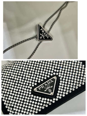 Prada Crystal-studded card holder with shoulder strap 1MR024 Black Crystal - Default Title - View 4