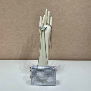 Prada Crystal-studded card holder with shoulder strap 1MR024 White Crystal - Default Title - View 1