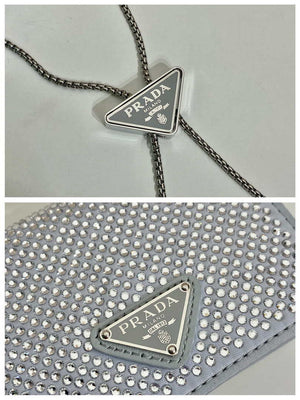 Prada Crystal-studded card holder with shoulder strap 1MR024 White Crystal - Default Title - View 5