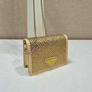 Prada Crystal-studded card holder with shoulder strap 1MR024 Yellow Crystal - Default Title - View 2