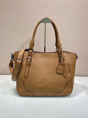 Prada Large leather tote bag 1BG602 Brown - Default Title - View 1