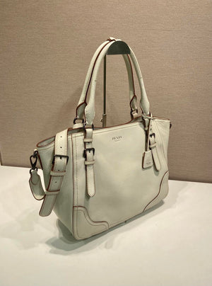 Prada Large leather tote bag 1BG602 White - Default Title - View 2