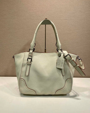 Prada Large leather tote bag 1BG602 White - Default Title - View 4