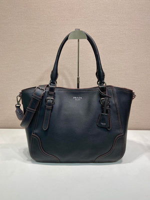 Prada Large leather tote bag 1BG602 Black - Default Title - View 1