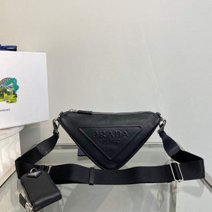 Prada Leather Prada Triangle shoulder bag 1BH190 Black - Default Title - View 1