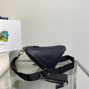 Prada Leather Prada Triangle shoulder bag 1BH190 Black - Default Title - View 3